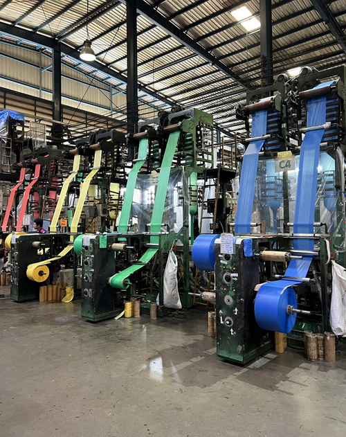 Plastic rolls and colored materials